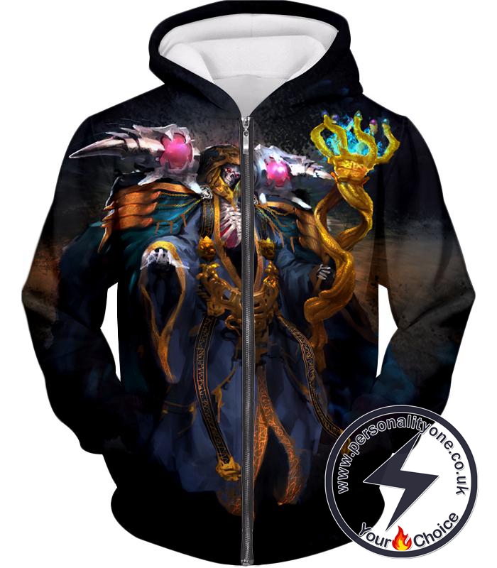 Overlord Extremely Powerful Guild Master Ainz Ooal Gown Cool Graphic Zip Up Hoodie